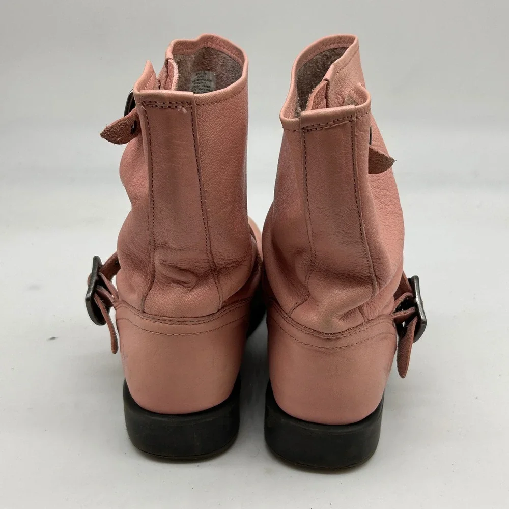 Frye Engineer Pull On Pink Leather Moto Boots 97503 Youth Size 2.5